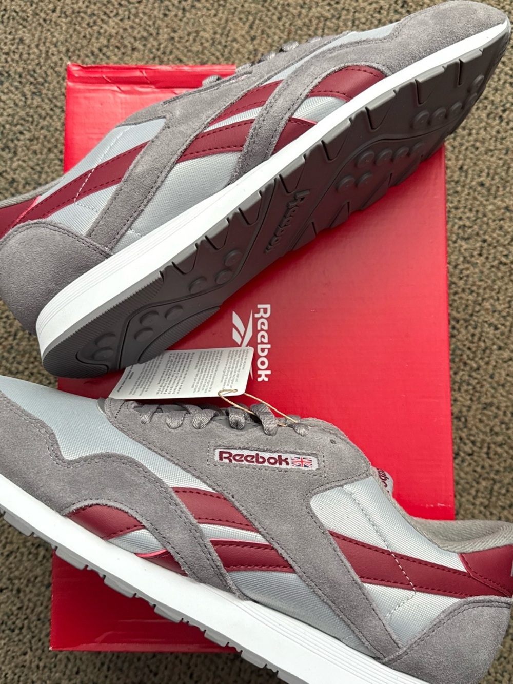 Reebok Classic Nylon Running Men’s Sneaker — Gray & Burgundy